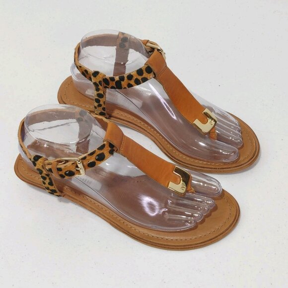 Diane von Furstenberg Dion Cheetah Leather Thong Sandals Women's Size 7 - Picture 4 of 11